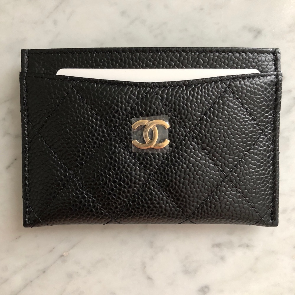 🌟SOLD🌟Chanel Flat Cardholder Black Caviar GHW